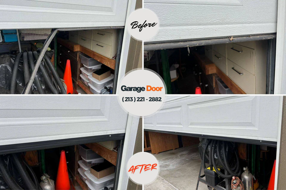 Before and after: garage door repair Preserve at Heron Lake Lake Sarasota